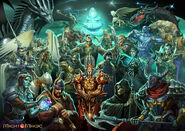 Archibald among fellow characters in the Might and Magic 25th anniversary artwork