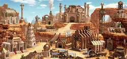 Factory town screen, fully built