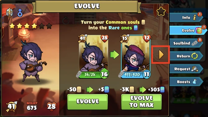 Picture 2: Evolve option