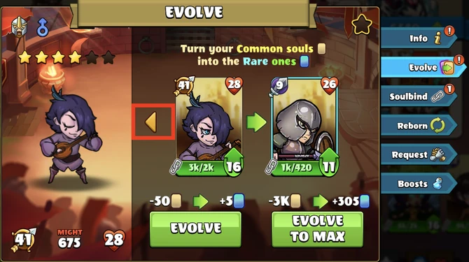 Picture 2: Evolve option