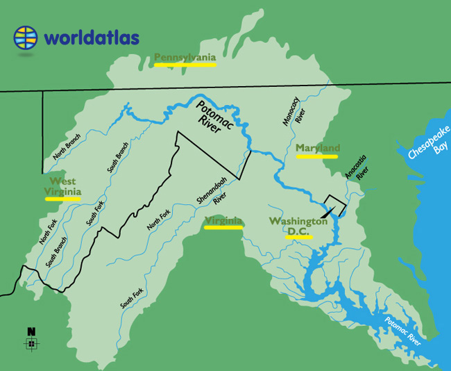 Potomac River Physical Map Latest
