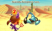 A Scaredy-Scorpion attacking a Mii.