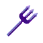 A cartoon pitchfork with a white outline.