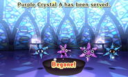 A Purple Crystal defeated by Monster Dinner.
