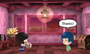 A Kind Mii accepting the present from their Teammate roommate.