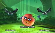 Two Black Harpies fighting alongside a "Traveler's Friend" Tomato.