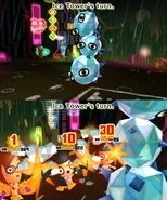 The Ice Tower attacking three Miis at once.