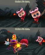 An Owlet attacking a Mii.