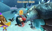 The Blue Minotaur attacking a Mii with the Vampire job.