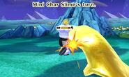 The Mini "Sassy Child" Slime headbutts the Mii.