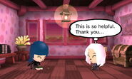 The Cautious Mii watching their Teammate roommate clean up, during the Cleaning Event.