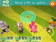 A Stubborn Mii being dragged around within the Safe Spot interface