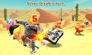 A Silver Glyph attacking a Mii.