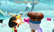 A Peach Jelly attacking a Mii.