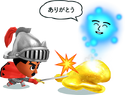 Official artwork depicting Kyle the Warrior defeating a Mini Slime.