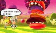 The player and the Youngest Fab Fairy encountering an Extra Spicy Burger in their Level 44 quest.