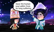 The Great Sage next to the player, telling them to save the Dark Curse's human soul (if "Break the curse" is chosen).