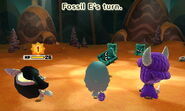 A Fossil attacking a Mii.