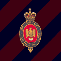 The Queen’s Life Guard, a Blues and Royals trumpeter, with Admiralty