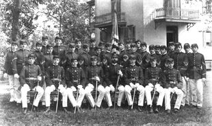 Cadet Officers and NCOs, 1902, shown with hte Commandant Major Theodore D. Landon