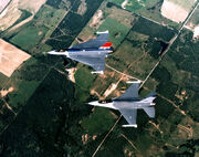 F-16 and F-16XL aerial top down view