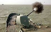 HMAS Anzac firing on Iraqi positions and troop concentrations in Um-Qasr, 2003
