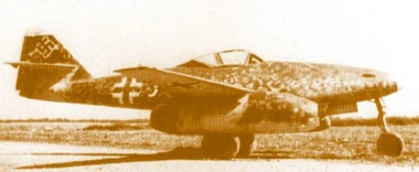 A Me-262A-2 taking of from a german airport.