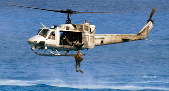 UH-1N drops marine off the coast of egypt