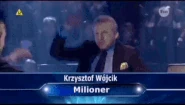 Hubert Urbański dancing when Krzysztof Wójcik won the top prize