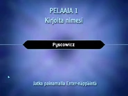Entering the player's name (Finland 2001)
