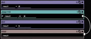 Skips instruction #2, prints "0"