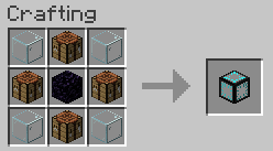 You need a block of obsidian, four crafting tables, and four glass blocks.