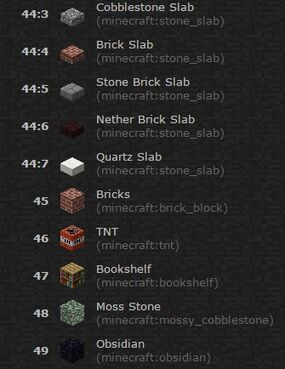 Minecraft item id list all the items and blocks