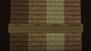 Erivärisiä lankkuja vierekkäin.