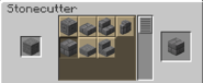 A GUI for a stonecutter, showing the available cutting options for stone.