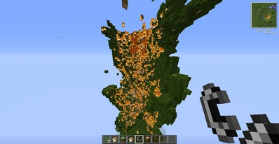 Tuluksilla ja laavalla sytytetty jättipuu.