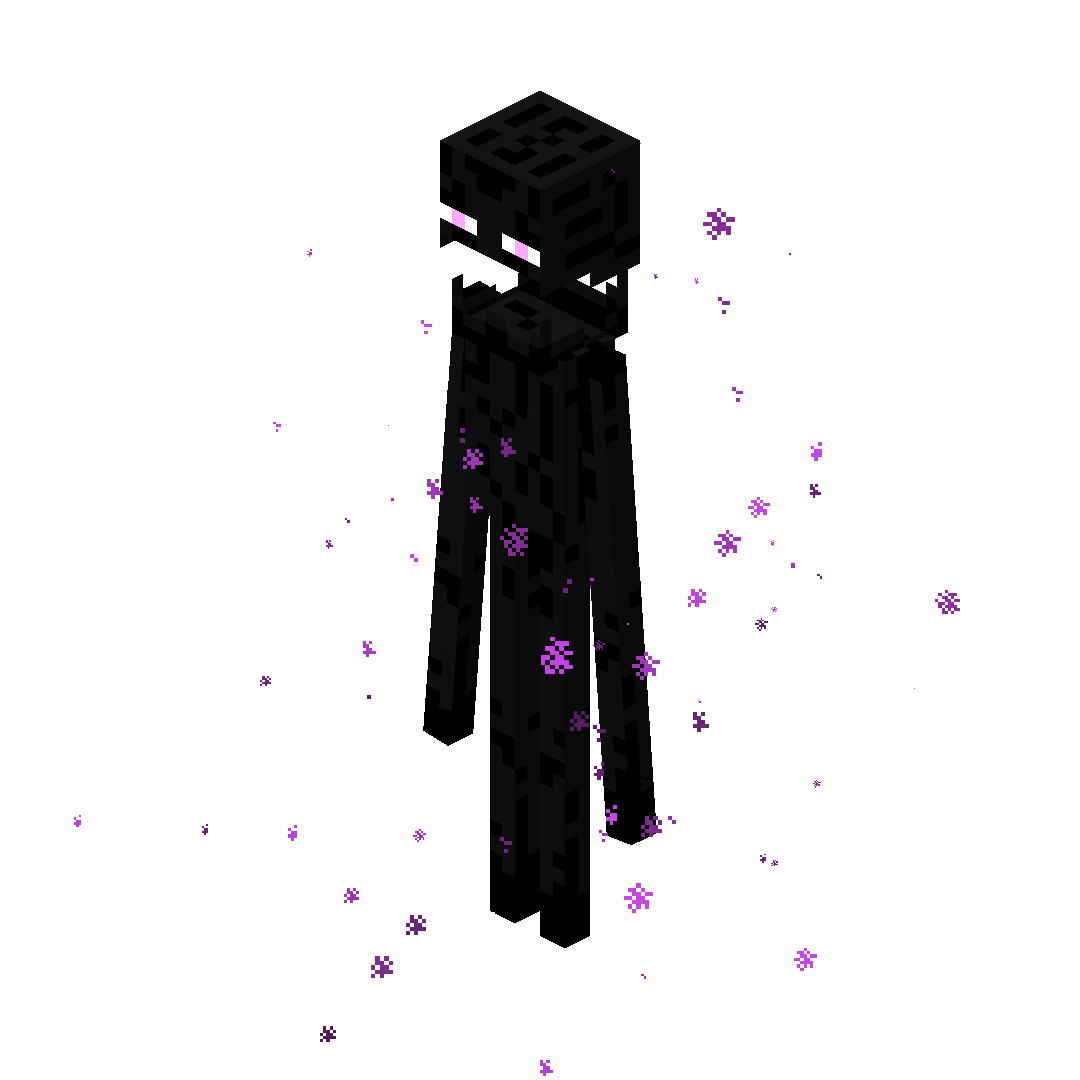 Enderman from mine craft black skin and purple eyes one set of eyes