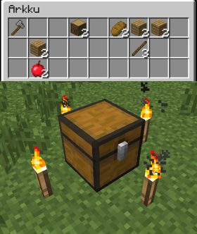 Aloitusarkku ja esimerkki arkun sisällöstä.