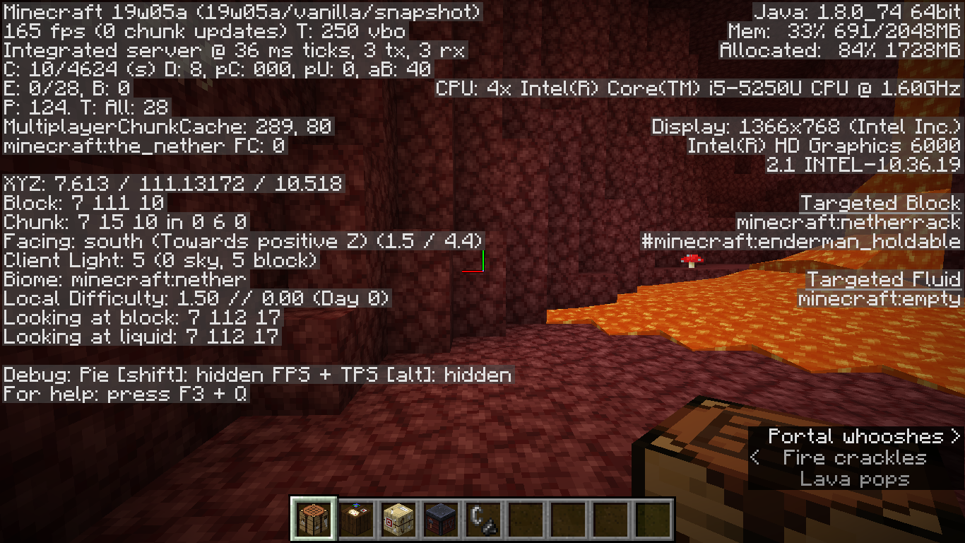 use the f3 button in minecraft for mac