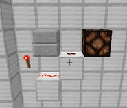 Double Slabs blocking Redstone. (Note: the old texture of double Stone Slabs.)