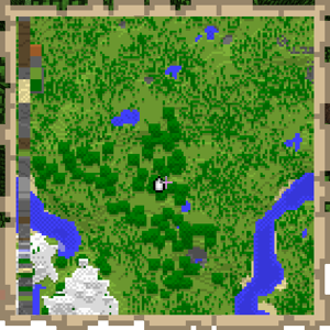 Tutkittu kartta, vasemmassa reunassa erilaisia palikoita jonossa malliksi.