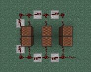 A configuration of a Redstone and Noteblock Contraption