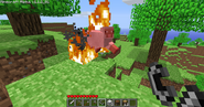 A sheep set on fire by a player using flint and steel.