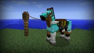 A horse wearing diamond armor