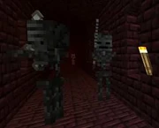 wither-luurankoja nether-linnoituksen käytävässä.