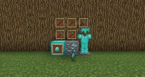 Timantista tehtävät työkalut,  timanttikuutio, timanttimalmia, timantti ja haarniska.