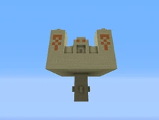 Um templo reconstruído com o eixo que se estende abaixo dele.