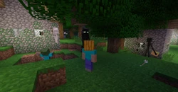 Uma captura de tela liberada por Notch de um jogador perto de duas casas da vila.