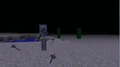 Um esqueleto em Edição Java Beta 1.8. O jogador pode vê-lo empunhando seu arco com as duas mãos.