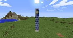 Koinobori feito com estandartes no Minecraft.